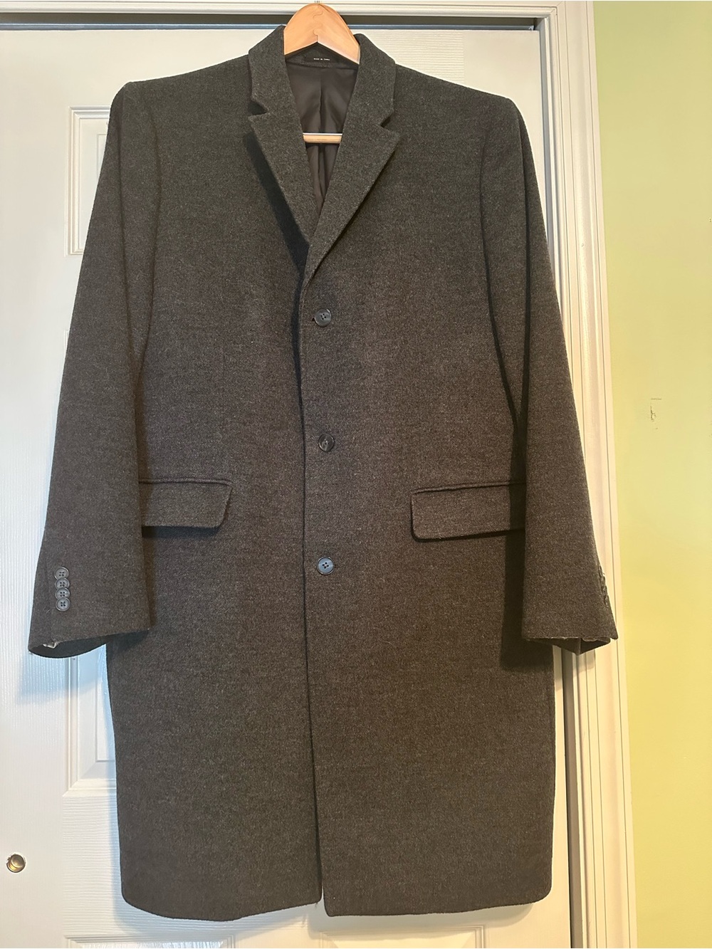 Express Men's Charcoal Gray Wool Blend Trench Coat